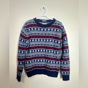 Gant Size L Navy and Red Patterned Sweater